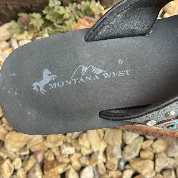 Montana West Women’s Turquoise Stone Concho Sandals Flip Flops Size: 9 - Picture 9 of 11